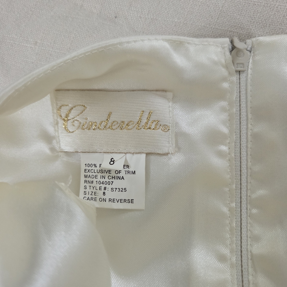 Cinderella Elegant White and Pink Kids Dress Rosebud Scallop Girls 8 - Picture 7 of 14